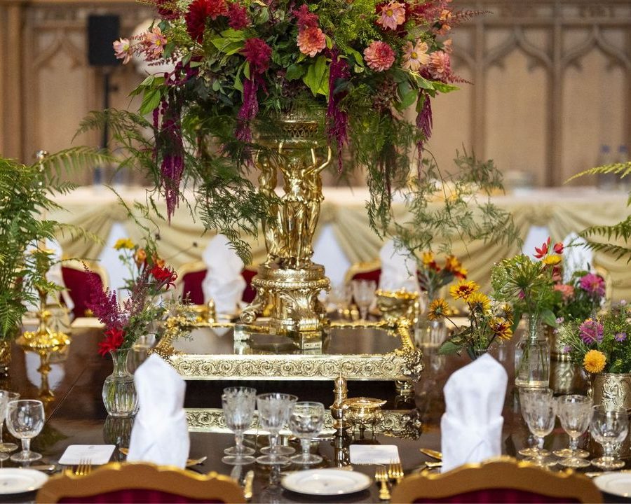 Inside the royal state banquet: Where fall-inspired flowers meet Dutch napkin art and 18th-century silver in a celebration of history