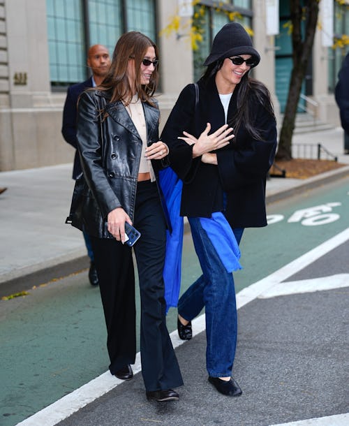 Kendall Jenner and Hailey Bieber Step Out in Black & Blue Together in NYC