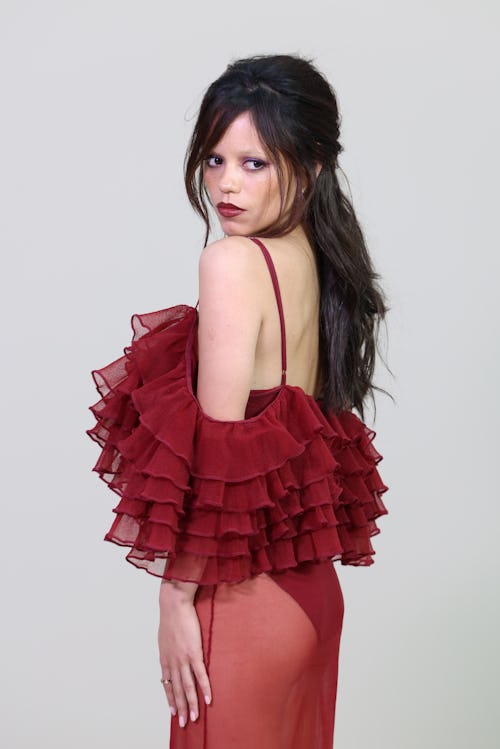 Jenna Ortega Makes the Case for Off-Season Sheer in See-Through Burgundy Look
