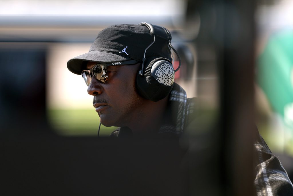 Denny Hamlin Reacts to Michael Jordan’s Viral Choke-Kiss Moment After NASCAR Race